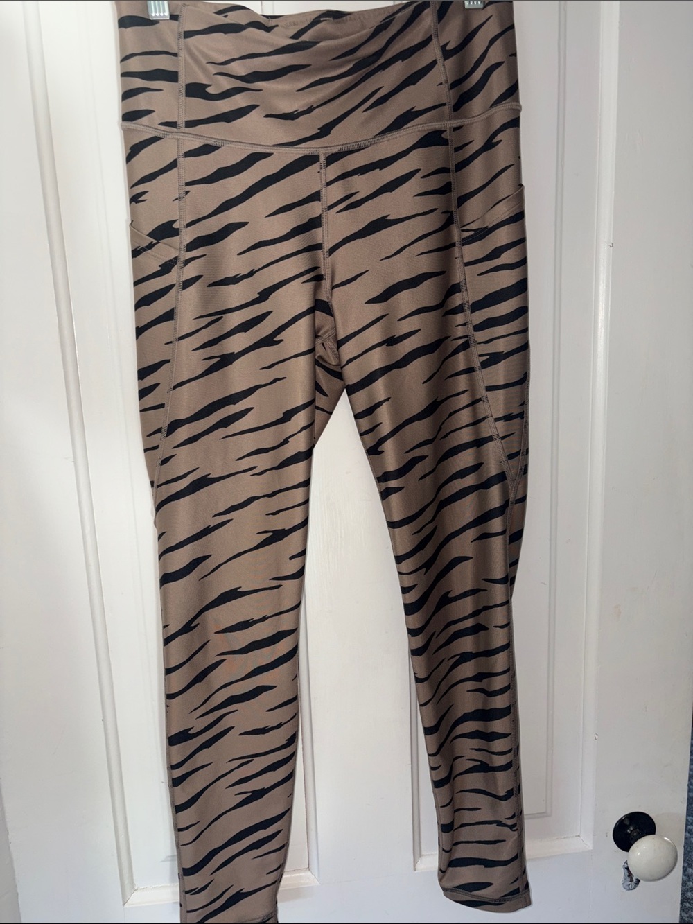GAP Taupe and Black Animal-Print High-Waist Leggings